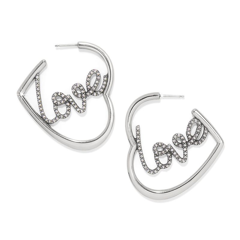 Love Script Sparkle Hoop Earrings