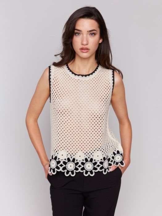 Floral Border Crochet Top