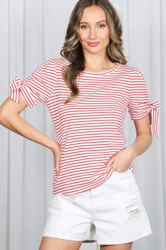 Bow Tie Striped Top