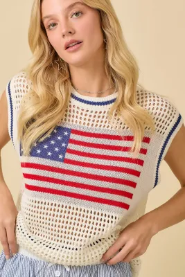 American Flag Crochet Top