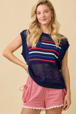 USA Flag Crochet Top
