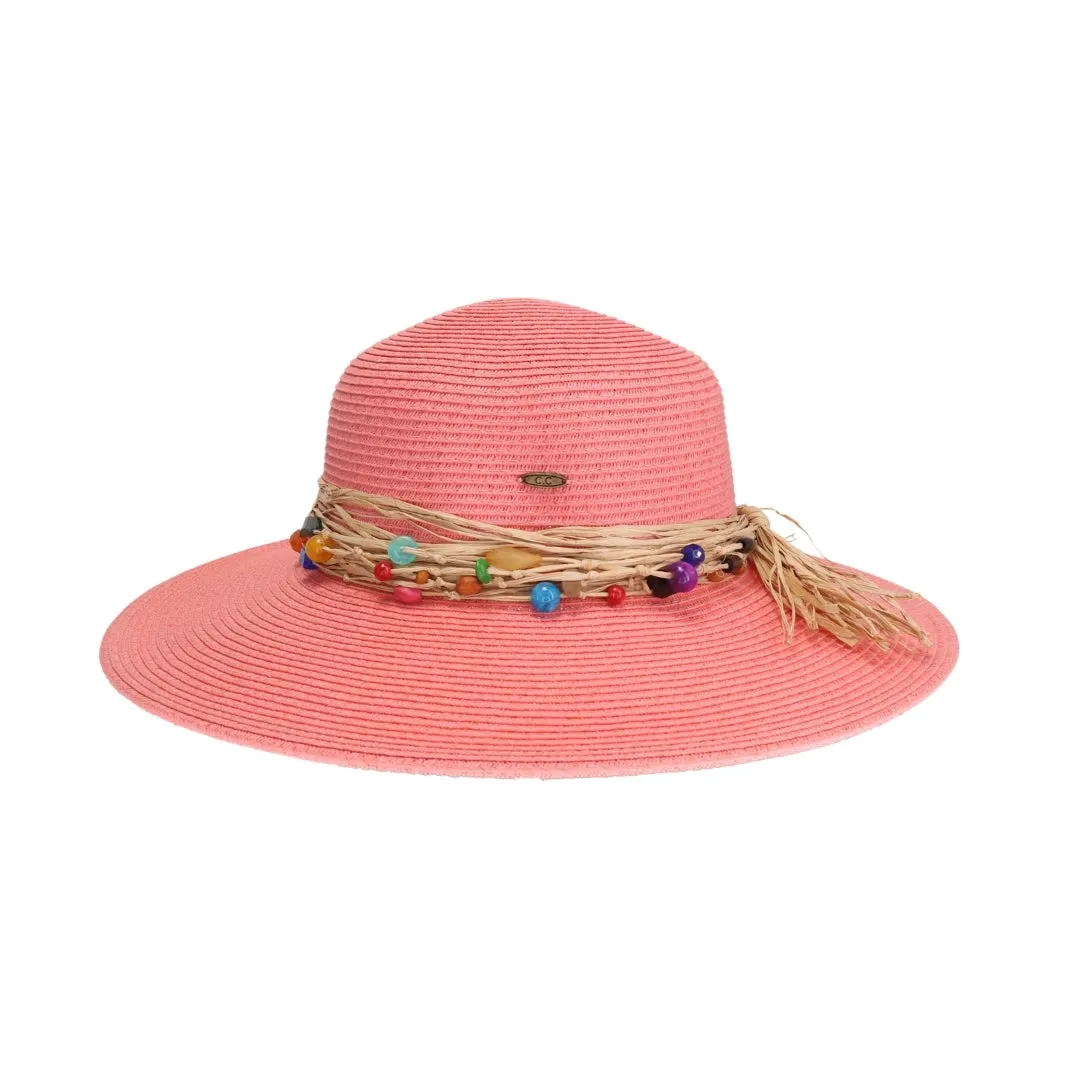 Colorful Bead Trim Sun Hat