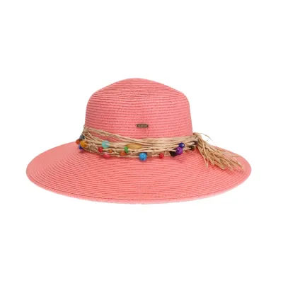 Colorful Bead Trim Sun Hat