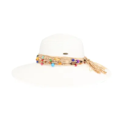 Colorful Bead Trim Sun Hat