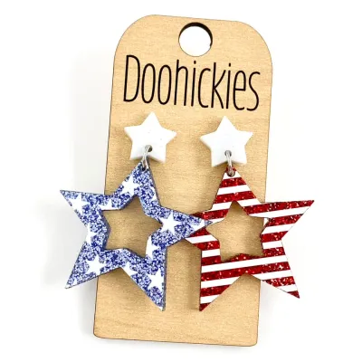 Glitter Stars &amp; Stripes Earrings