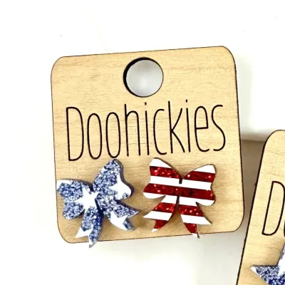 Stars &amp; Stripes Stud Bow Earrings