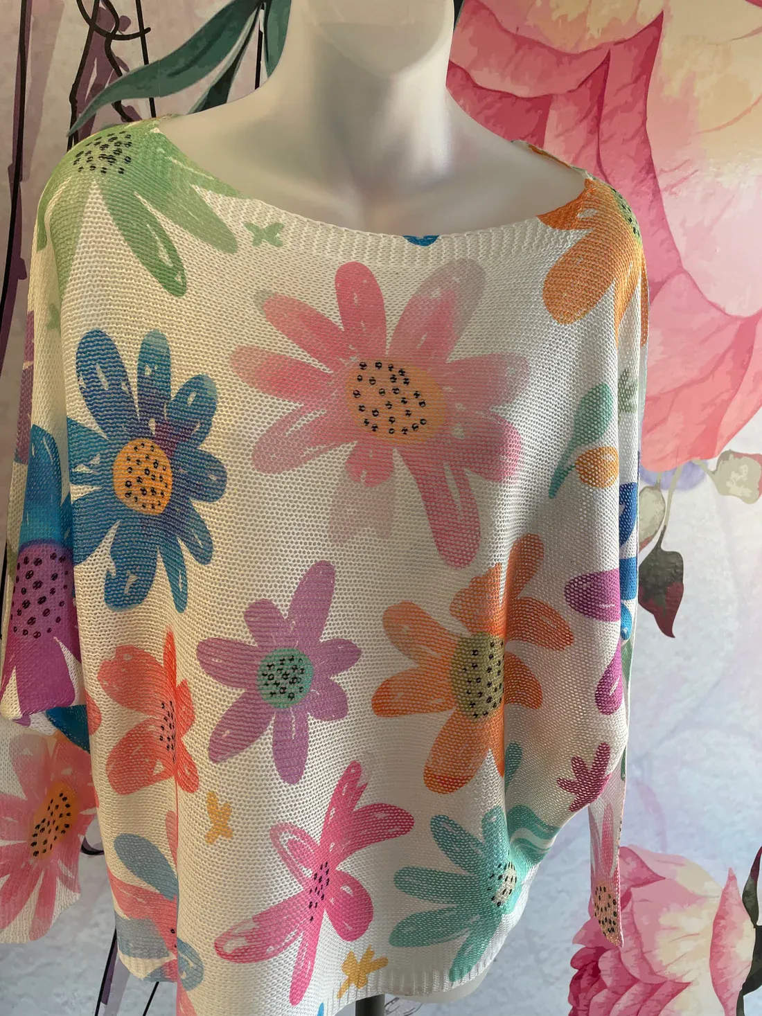 Bright Flowers Light Sweater