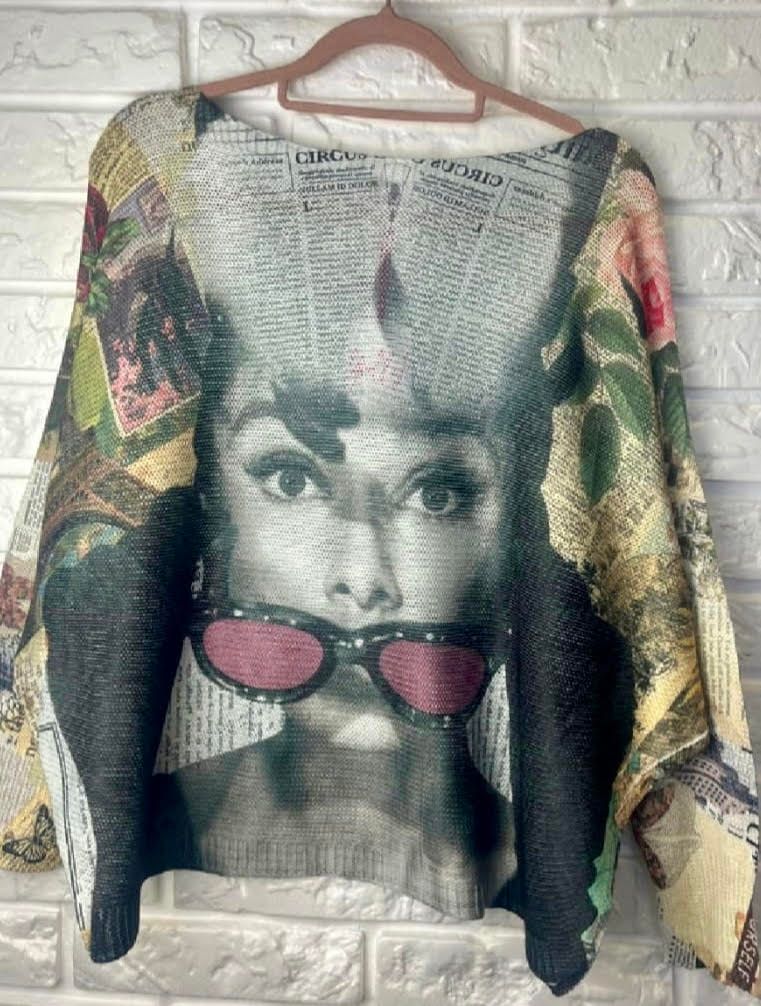 Audrey Newsprint Light Sweater