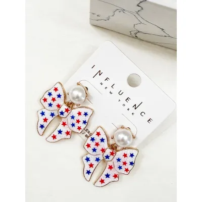 Patriotic Bow Enamel Earrings