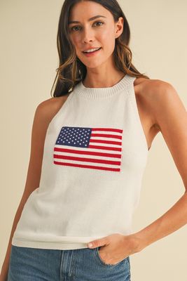 American Flag Halter Sweater