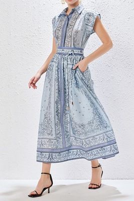 Printed Short Sleeve Shirt And Skirt