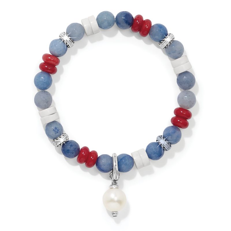 Americana Beach Pearl Charm Stretch Bracelet