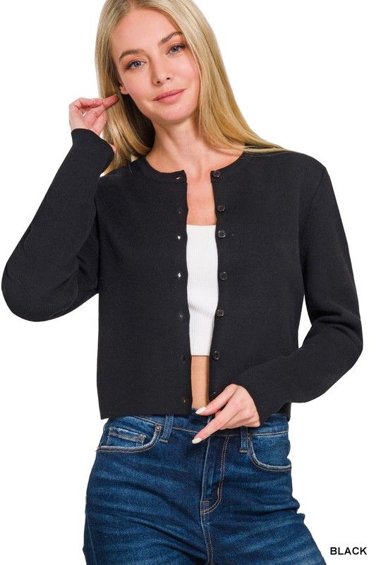 Basic Cardigan, Color: BLACK, Size: SMALL