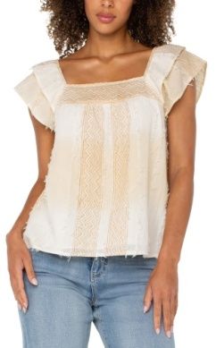 Short Sleeve Square Neck Woven Blouse