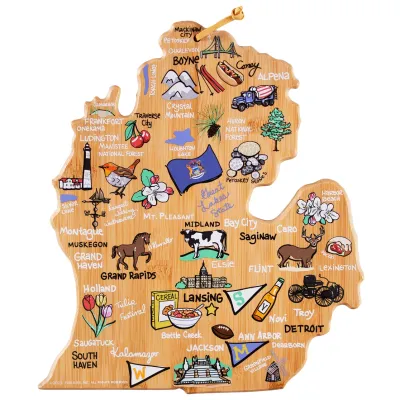Michigan (Mitten) Cutting Board with Artwork By Fish Kiss