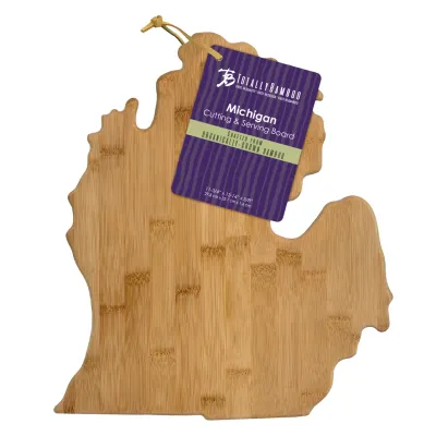 Michigan State-Shaped Bamboo Serving &amp; Cutting Board