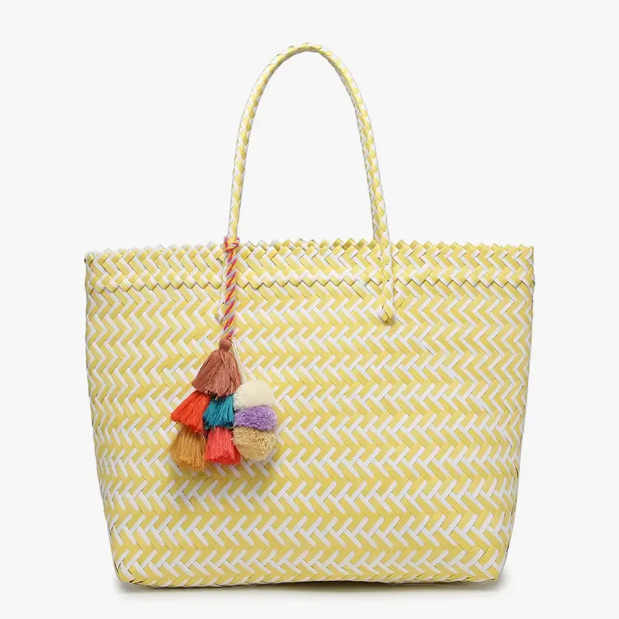 Allie Arrow Xl Woven Tote Yellow/White