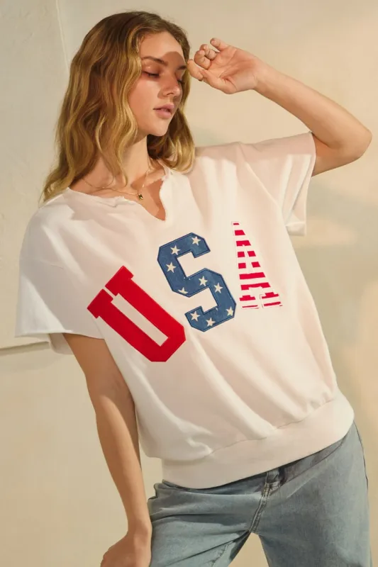 USA Embroidery Logo French Terry Top