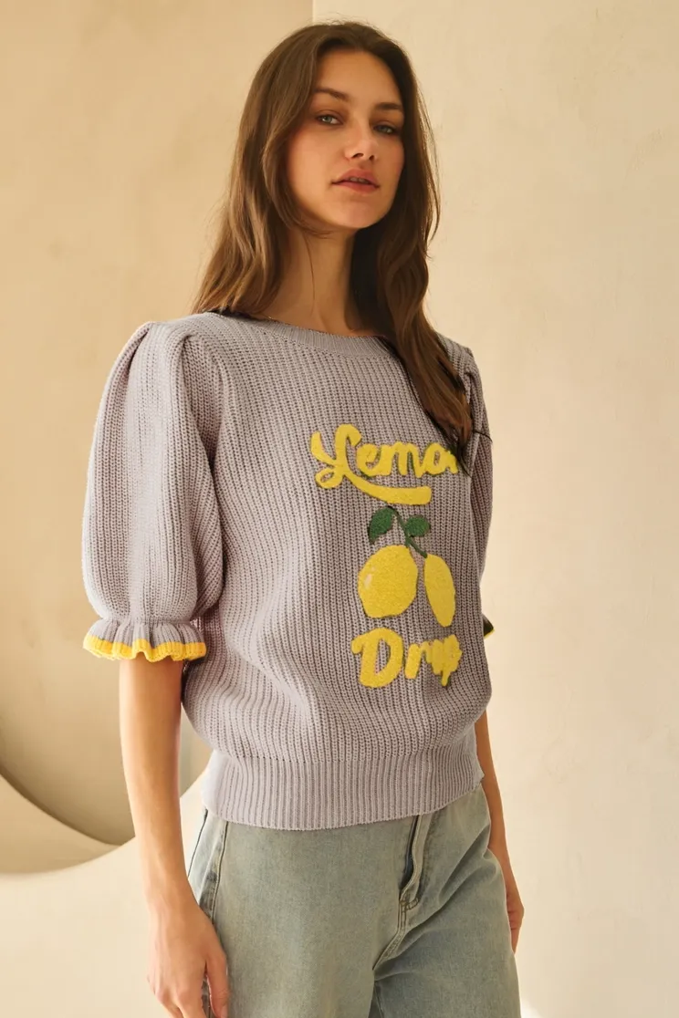 Lemon Drop Graphic Knitted Sweater