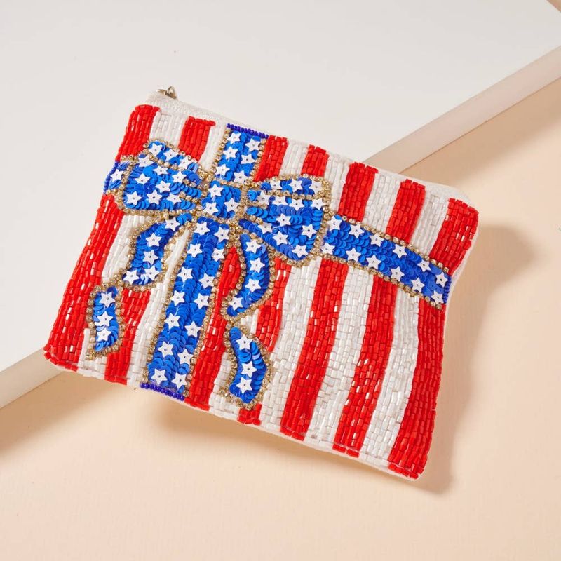 USA Bow Beaded Coin Pouch