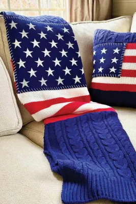 American Flag Sweater Knit Blanket