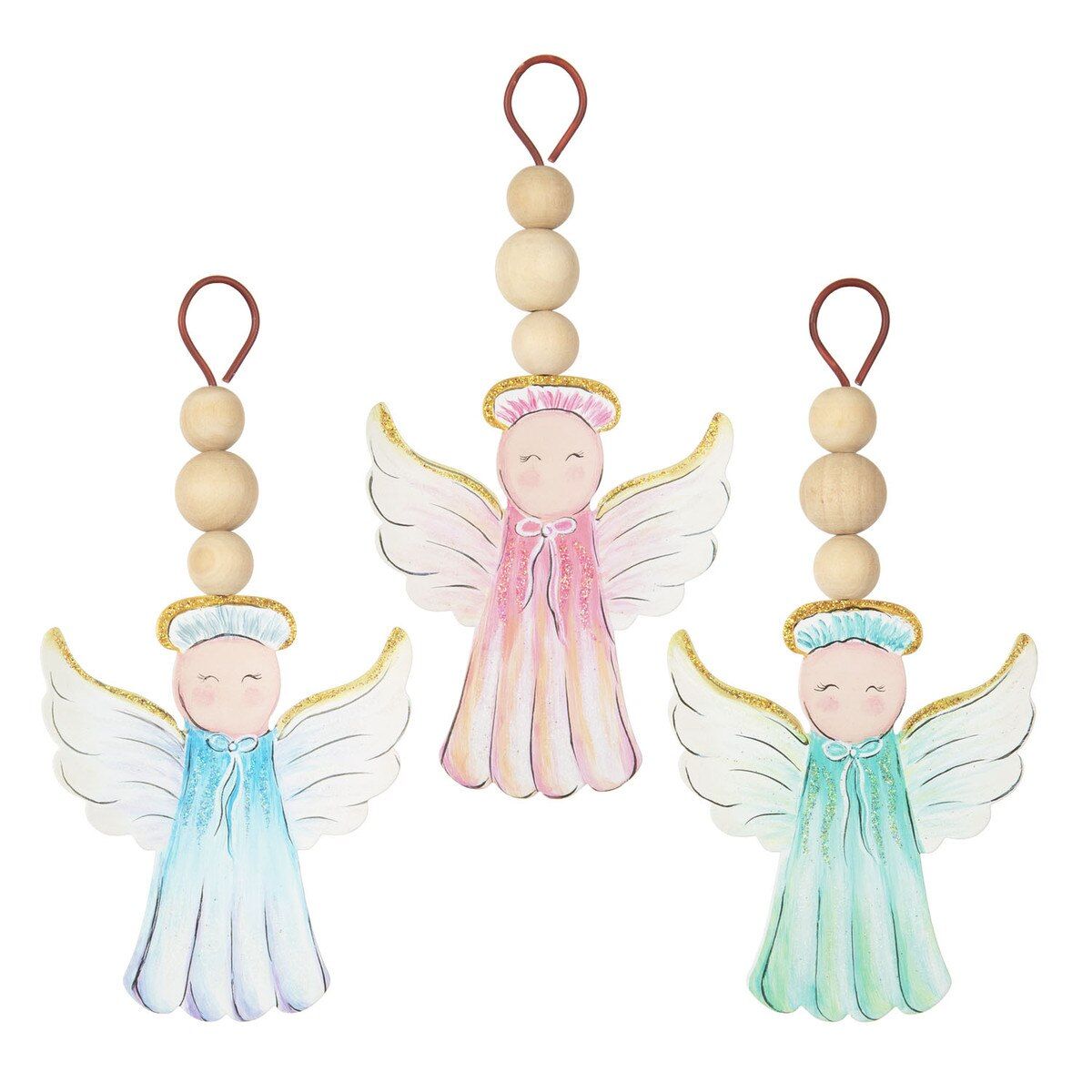 Wood Bead Colorful Angel Ornaments