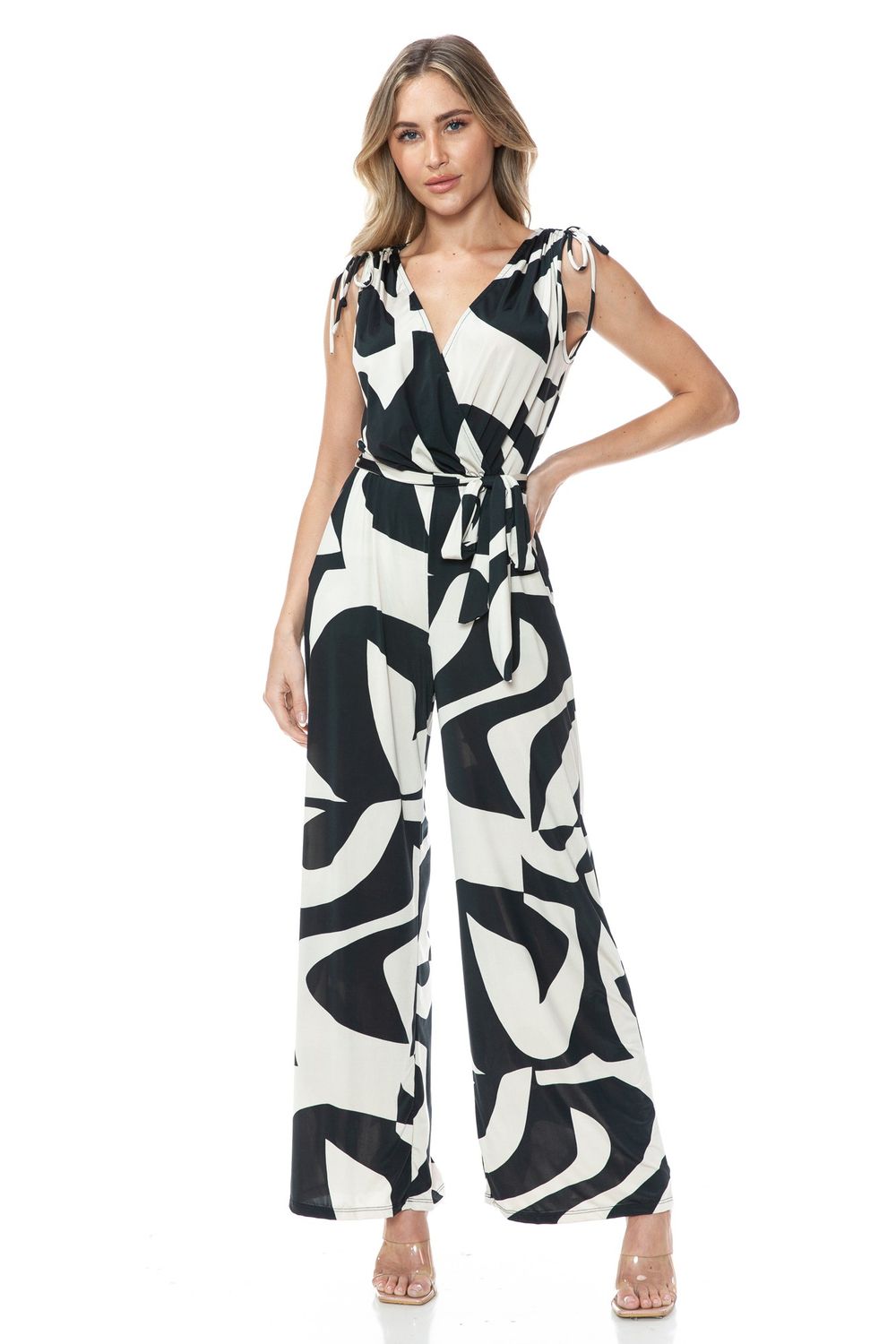 Printed Surplice Jumpsuit