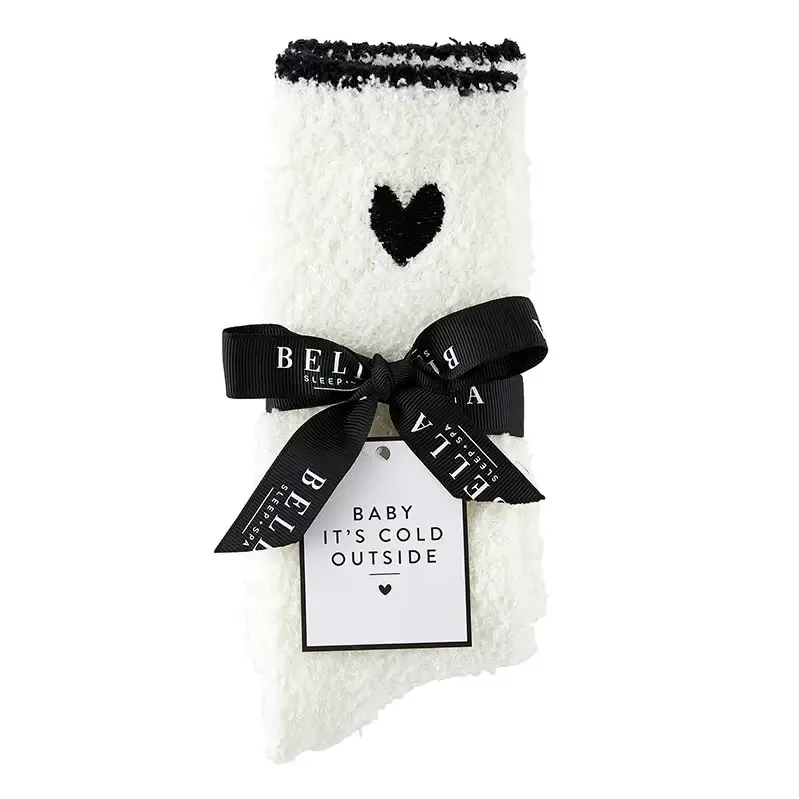 Cozy Socks - Black Trim + Black Heart 