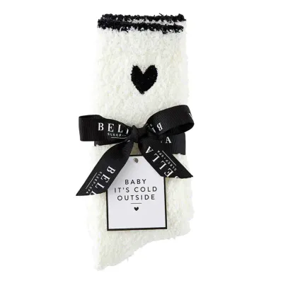 Cozy Socks - Black Trim + Black Heart 