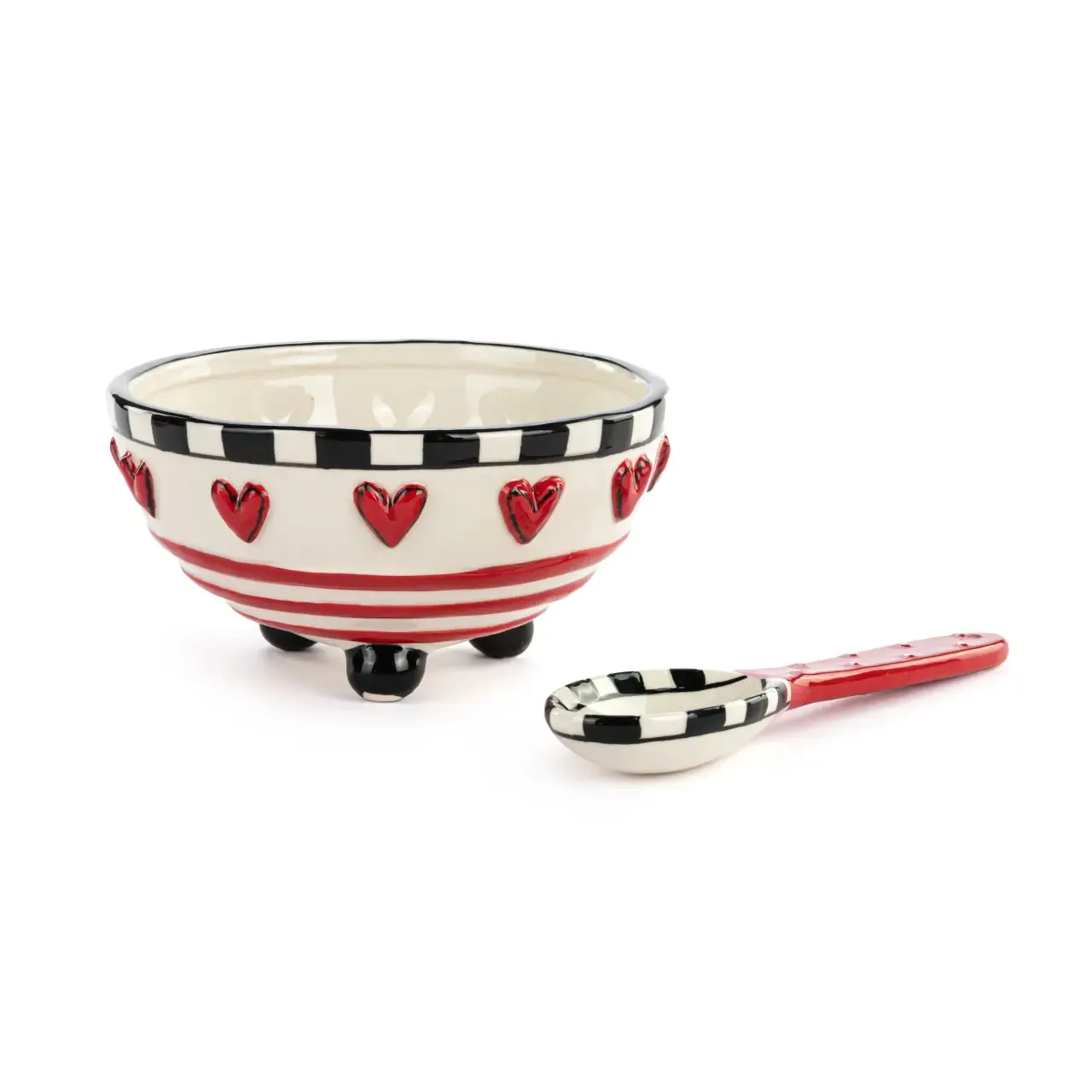 Red Heart Candy Dish with Spoon