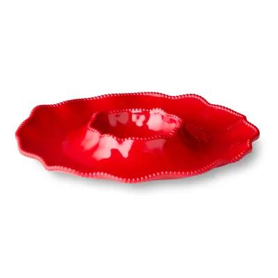Perlette Red Melamine Chip and Dip 14.5in
