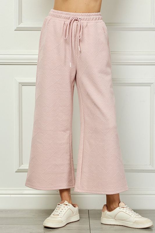 Quilted Cropped Wide Pants