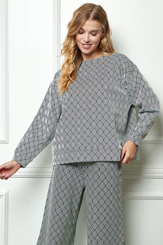 Quilted Long Sleeve Lounge Top