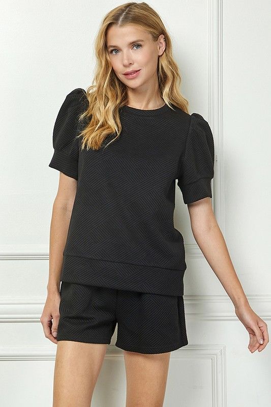 Puff Sleeve Textured Top