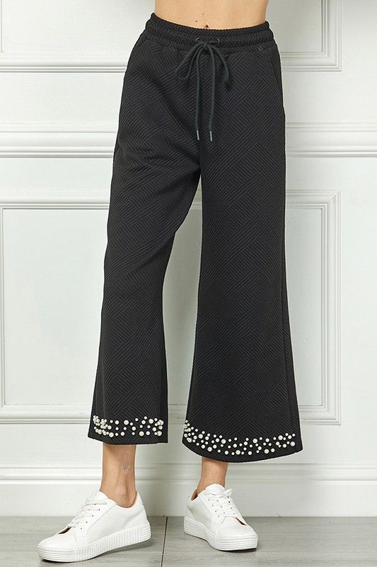 Plus Pearl Detail Cropped Pants