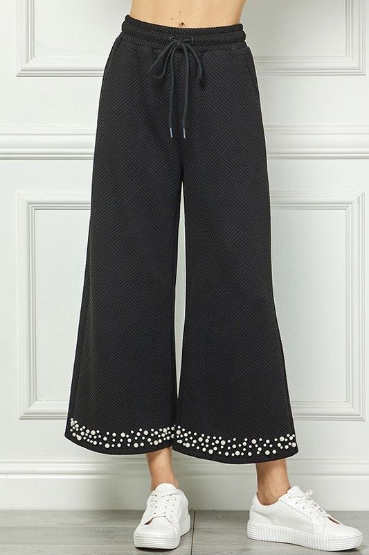 Plus Pearl Detail Cropped Pants