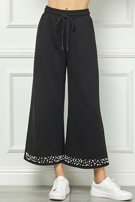 Plus Pearl Detail Cropped Pants