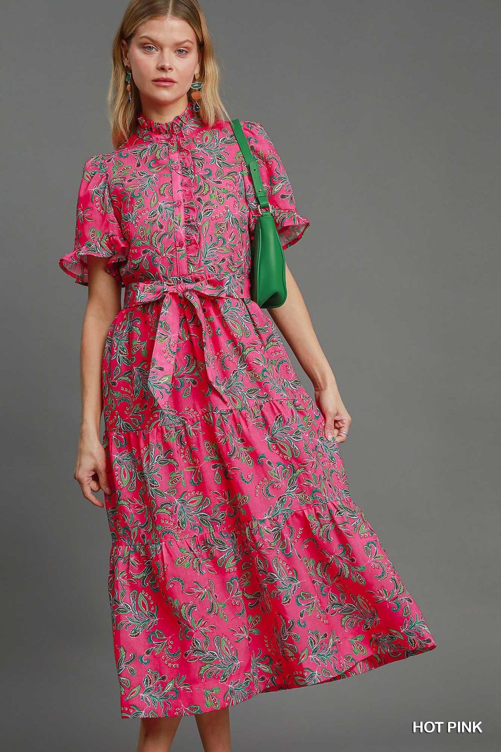 Leaf Print Midi Dress