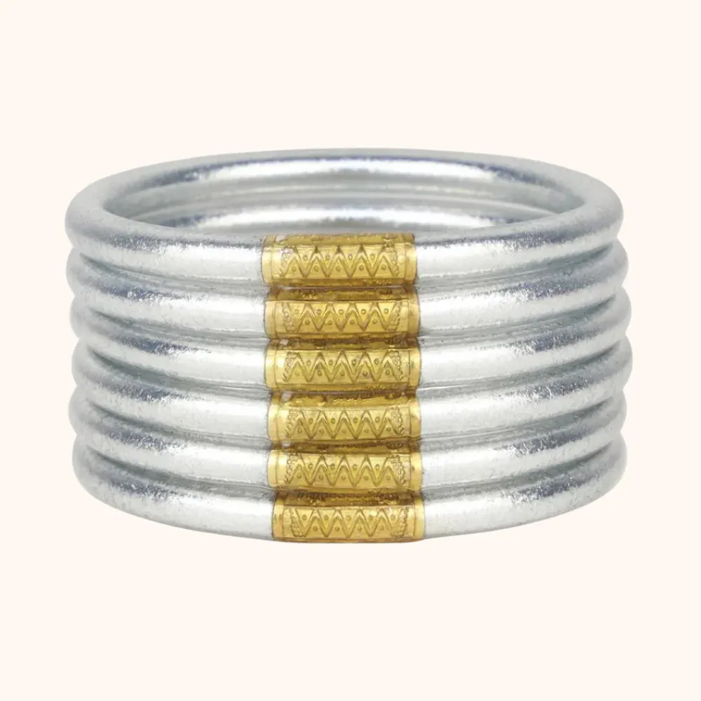 Silver All Weather Bangles L (Set of 6)