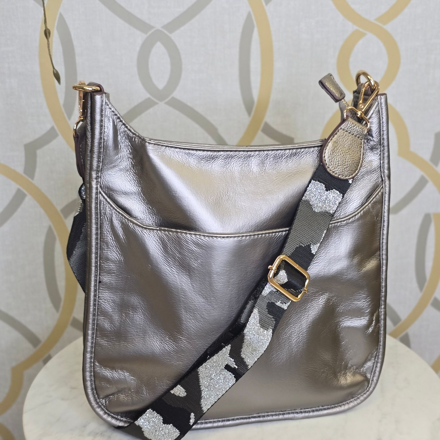 Nylon Guitar Strap Crossbody Bag, Color: L. GREY