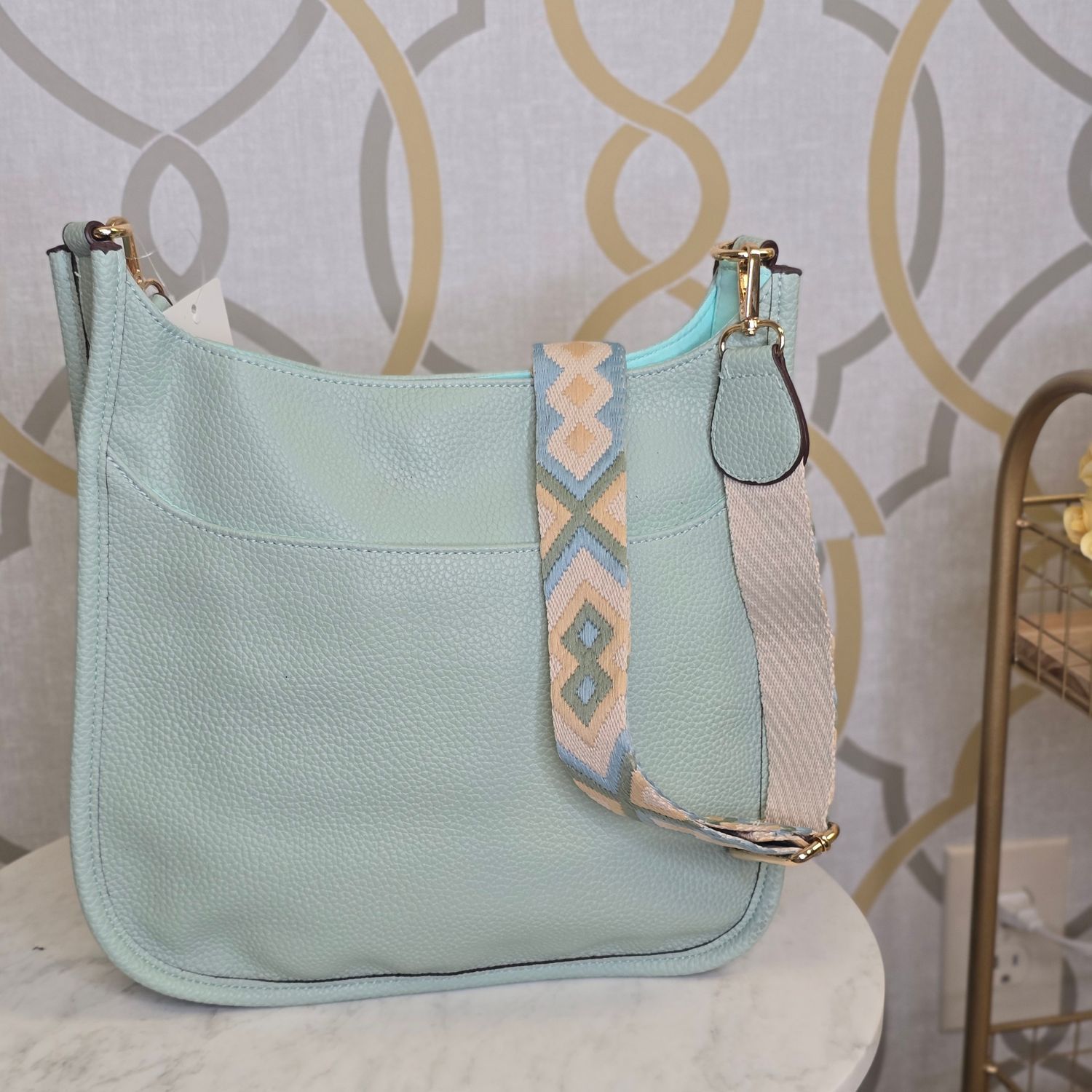 GUITAR STRAP CROSSBODY BAG, Color: MINT