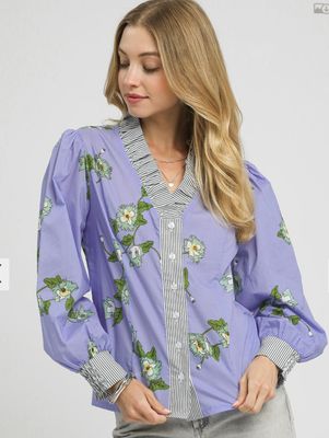 Ruffle Neck Bishop Sleeve Blouse