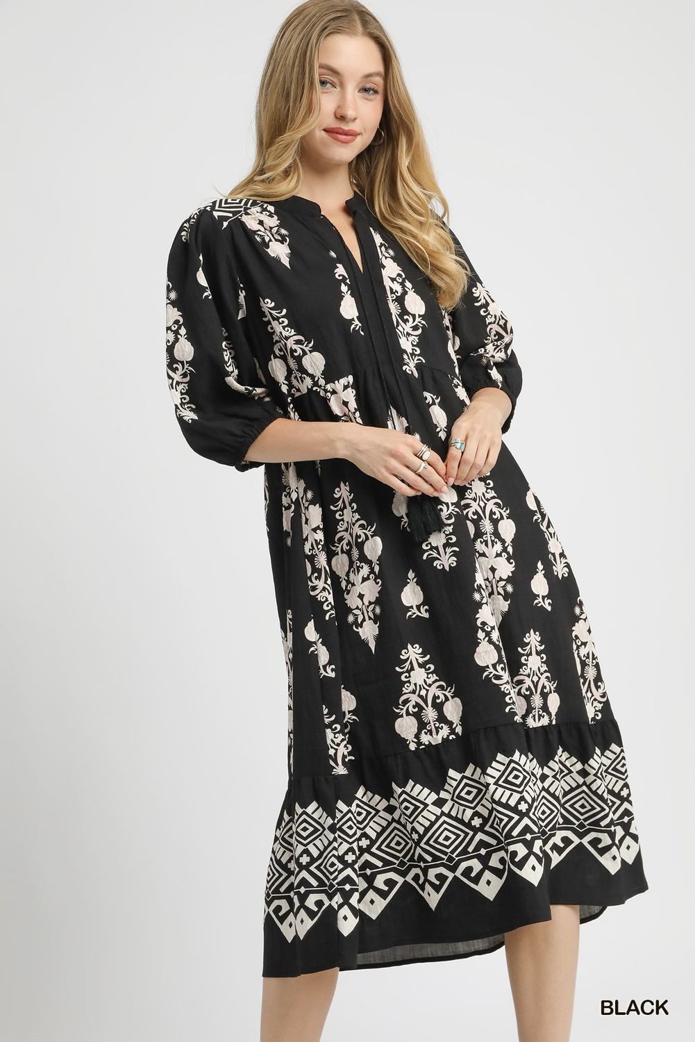Abstract Print Midi Dress