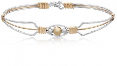 I Am Worthy Bracelet - Sterling Silver with 14K Gold Artist Wire Center Wire and Wraps / 6.75&quot; - S