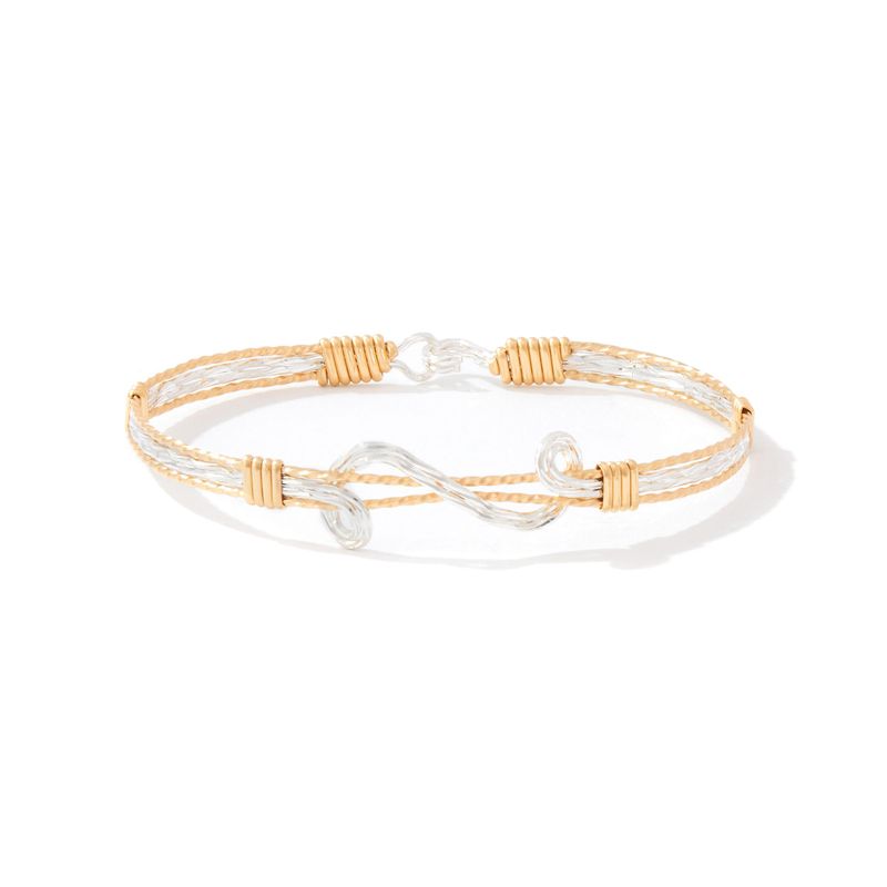 Through the Storm Bracelet - Outer 14K Gold Artist Wire with Mirrored Sterling Silver Swirl / 6.75&quot; - S