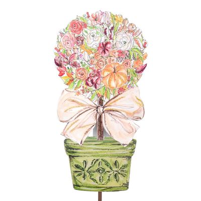 Beck&#39;s Rose &amp; Pumpkin Topiary-Medium