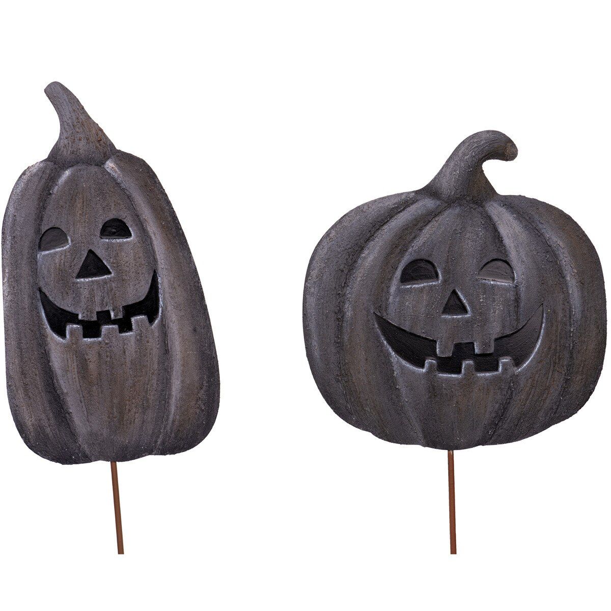 Black Terracotta Jack O Lanterns, S/2