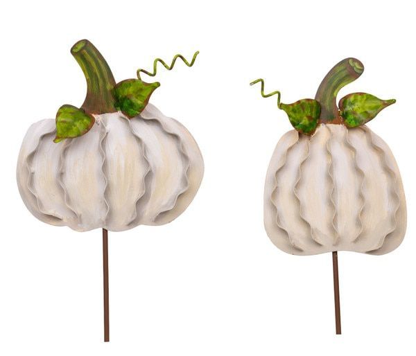 Ribbon Pumpkins Sm Cream, S/2
