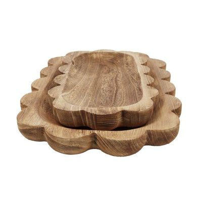 Lace Wood Trays, S/2