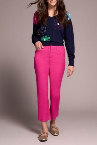 Sophia Flare Crop Jeans-Cherry Pink